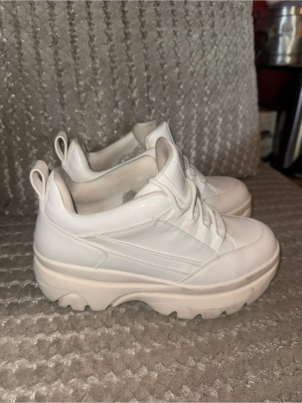 Madden Girl White Chunky Platform Lace-Up Sneakers